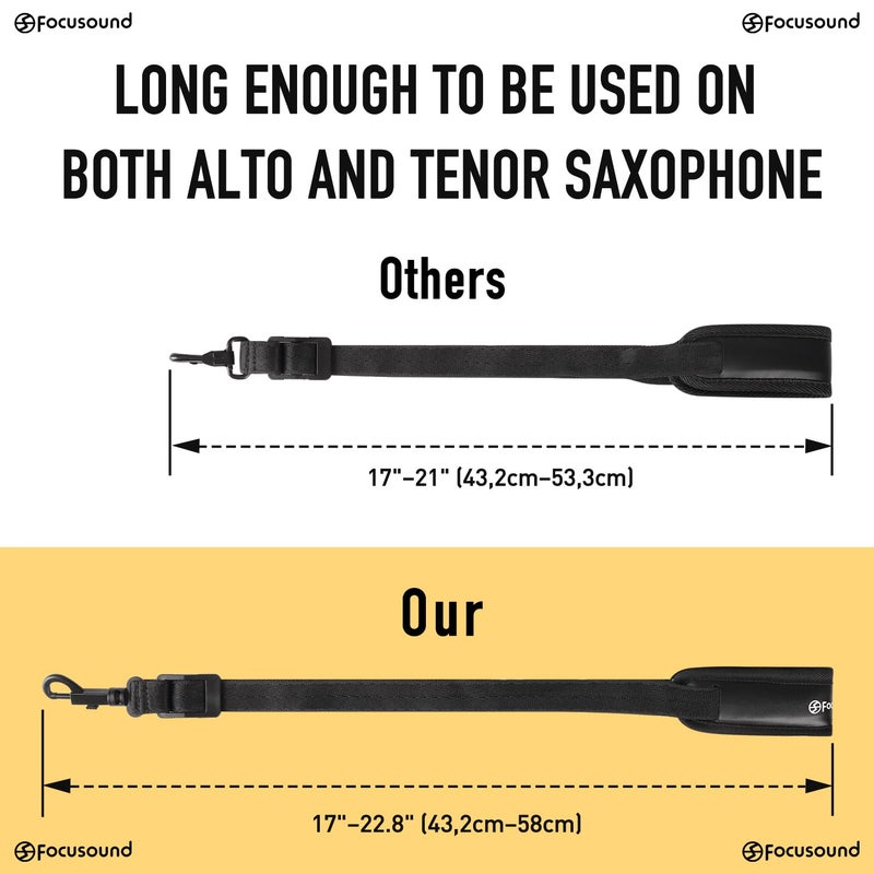 Focusound Upgraded Length Tenor Saxophone Neck Strap Soft Sax Leather Strap Padded for Alto and Tenor Saxophone - Image 3